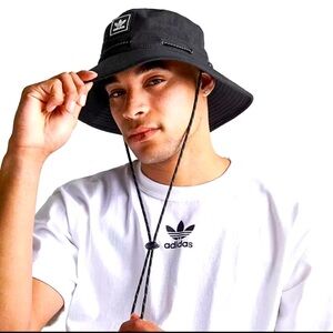 Adidas ORIGINALS UTILITY BOONIE Trefoil Men's Bucket Black Logo Hat Streetwear